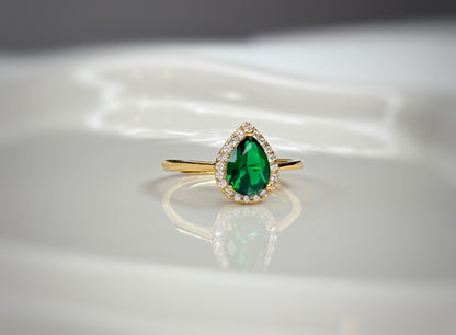 Bague Goutte de lumière couleur émeraude